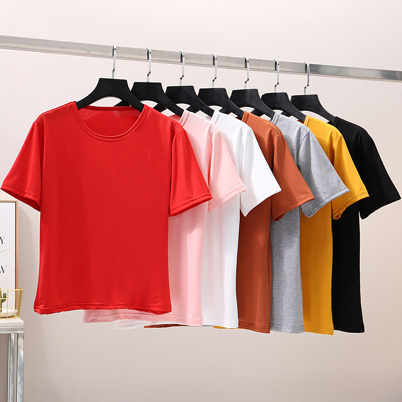 19 Popular Pure Color Short-Sleeved T-Shirts for Women Wholesale Women's T-Shirts Slim T-Shirts for Women Fashion Versatile Bottoming Shirts