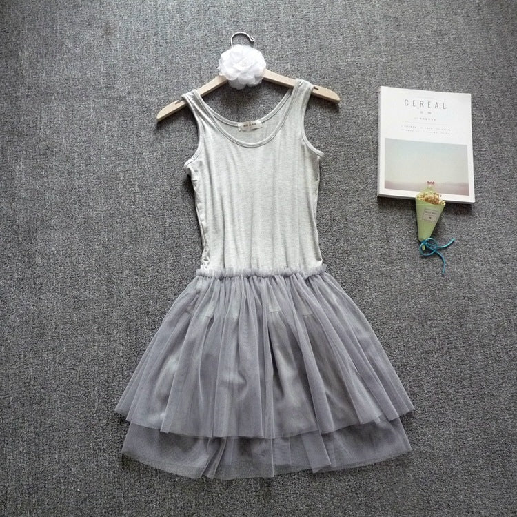 Short Mesh Tutu Skirt with Slip Skirt Stitching Modal Base Skirt with Slip Lace Autumn and Winter Inner Dress