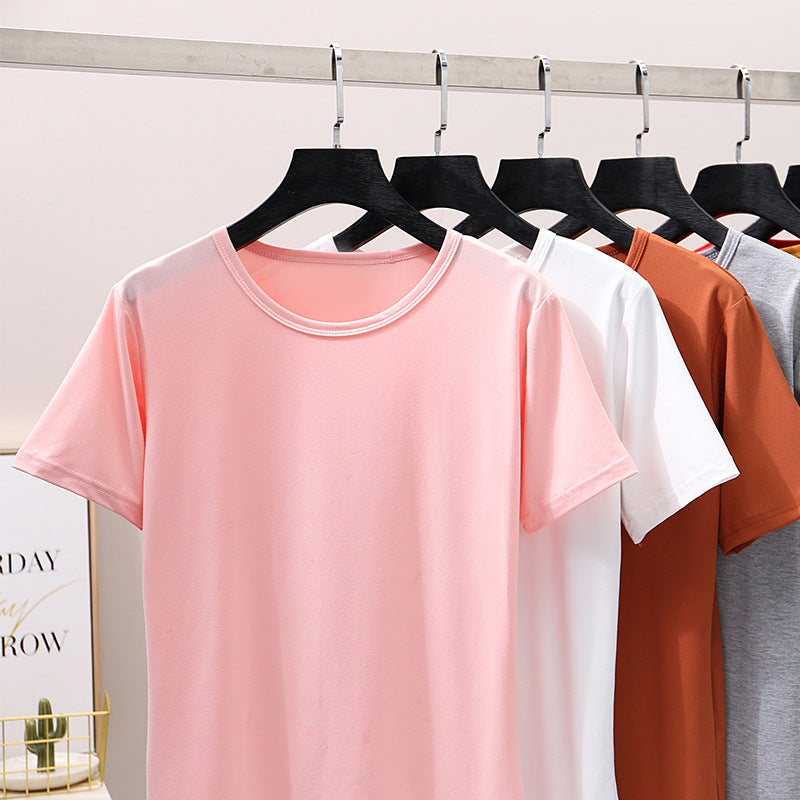 19 Popular Pure Color Short-Sleeved T-Shirts for Women Wholesale Women's T-Shirts Slim T-Shirts for Women Fashion Versatile Bottoming Shirts