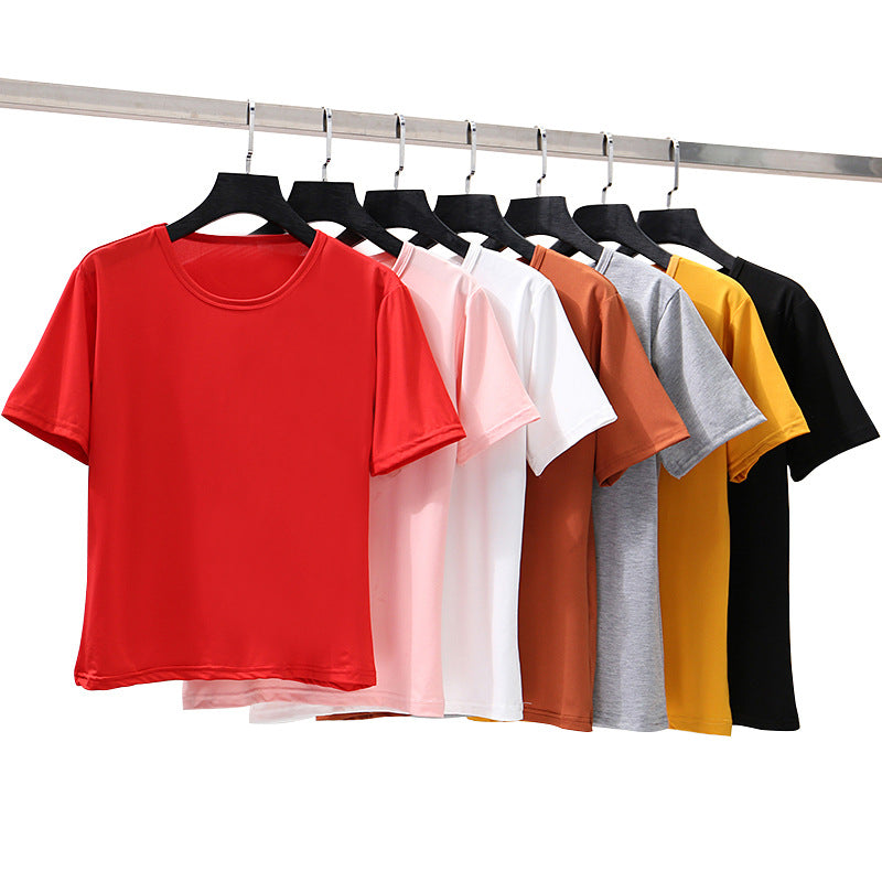 19 Popular Pure Color Short-Sleeved T-Shirts for Women Wholesale Women's T-Shirts Slim T-Shirts for Women Fashion Versatile Bottoming Shirts