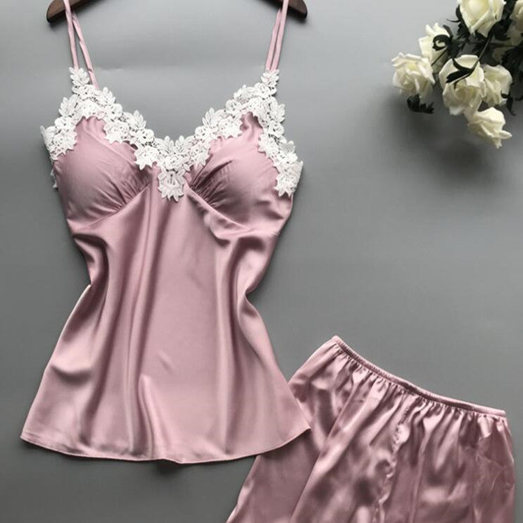 Cross-border Explosions Women's Two-piece Home Pajamas Ins European and American Sexy Women's Underwear Home Pajamas Two-piece Set