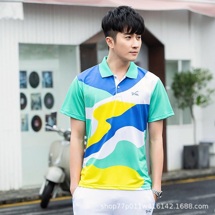 Jiamusi Sports Suit Summer Men's and Women's South Korean Silk Short-sleeved Half-sleeved Dream Team Aerobics Square Dance Group Costume