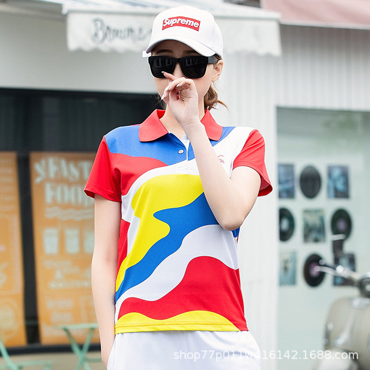 Jiamusi Sports Suit Summer Men's and Women's South Korean Silk Short-sleeved Half-sleeved Dream Team Aerobics Square Dance Group Costume