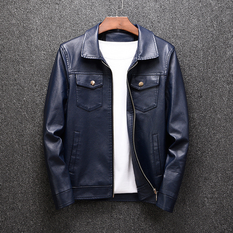 Spring 2019 New Leather Men's Korean Style Youth Slim-fit Men's Washable Leather Men's PU Men's Coat