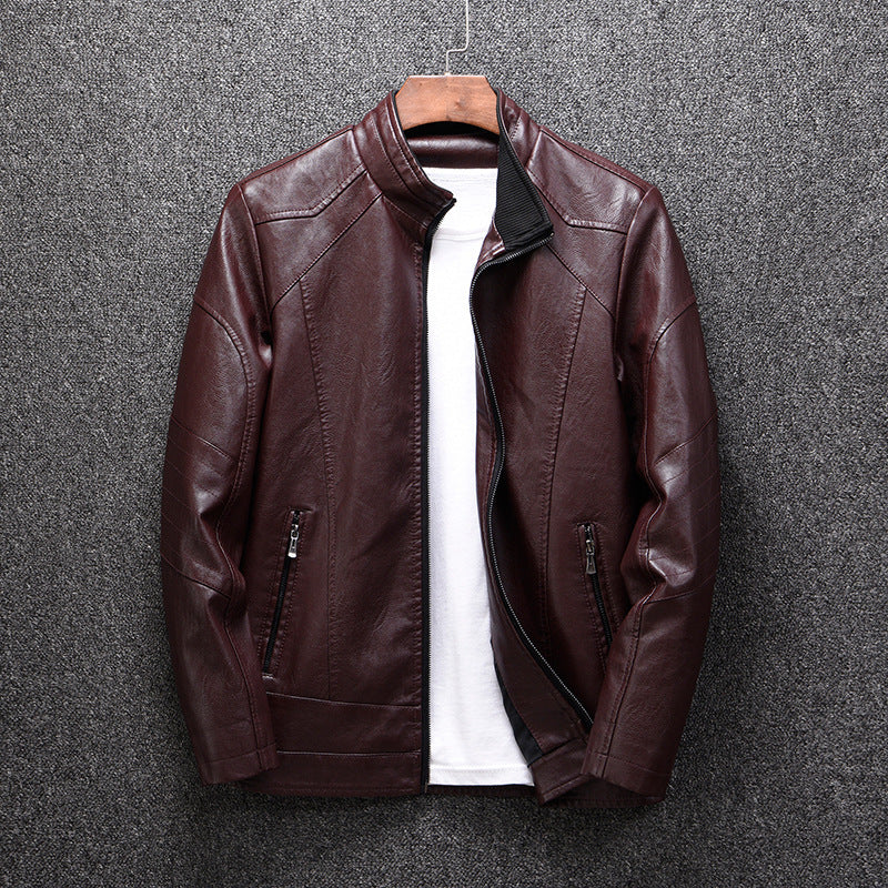 Spring 2019 New Leather Men's Korean Style Youth Slim-fit Men's Washable Leather Men's PU Men's Coat