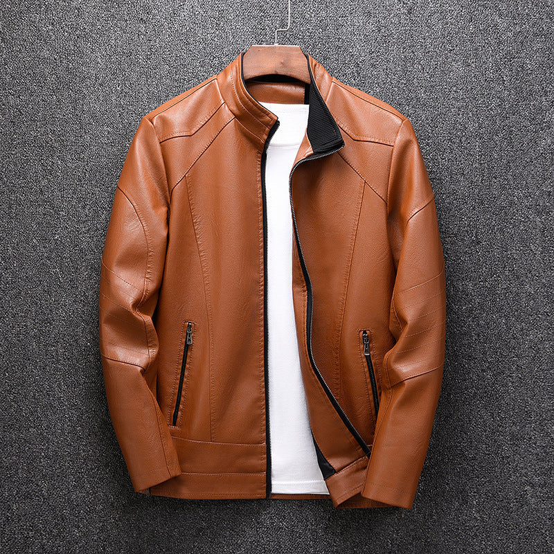 Spring 2019 New Leather Men's Korean Style Youth Slim-fit Men's Washable Leather Men's PU Men's Coat