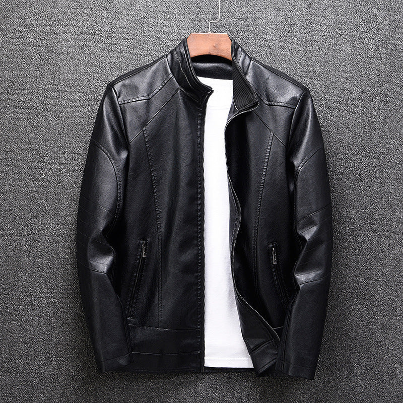 Spring 2019 New Leather Men's Korean Style Youth Slim-fit Men's Washable Leather Men's PU Men's Coat