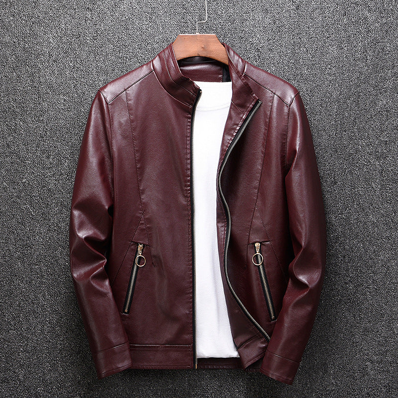 Spring 2019 New Leather Men's Korean Style Youth Slim-fit Men's Washable Leather Men's PU Men's Coat