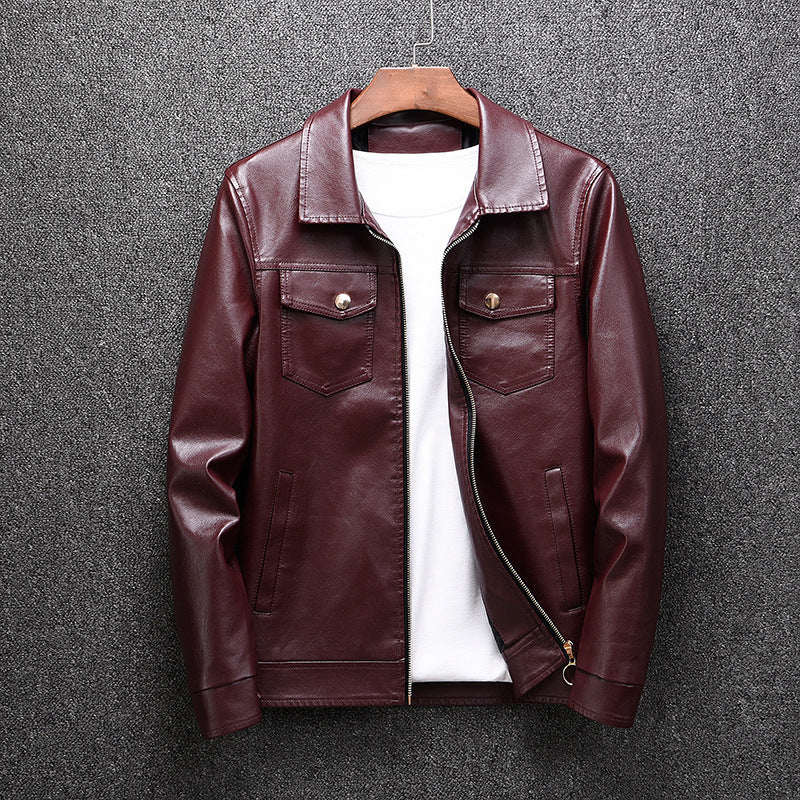 Spring 2019 New Leather Men's Korean Style Youth Slim-fit Men's Washable Leather Men's PU Men's Coat