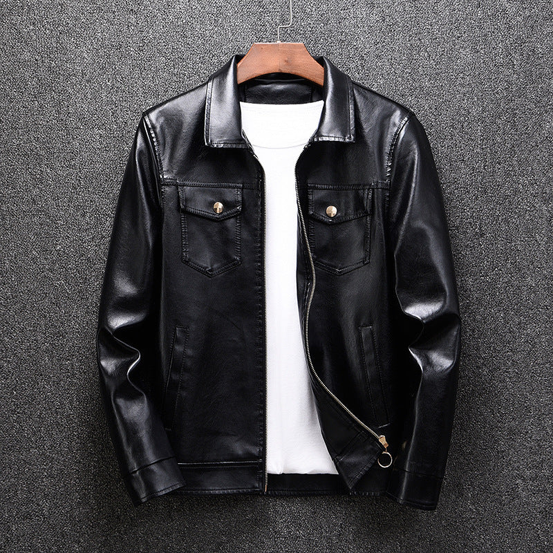 Spring 2019 New Leather Men's Korean Style Youth Slim-fit Men's Washable Leather Men's PU Men's Coat