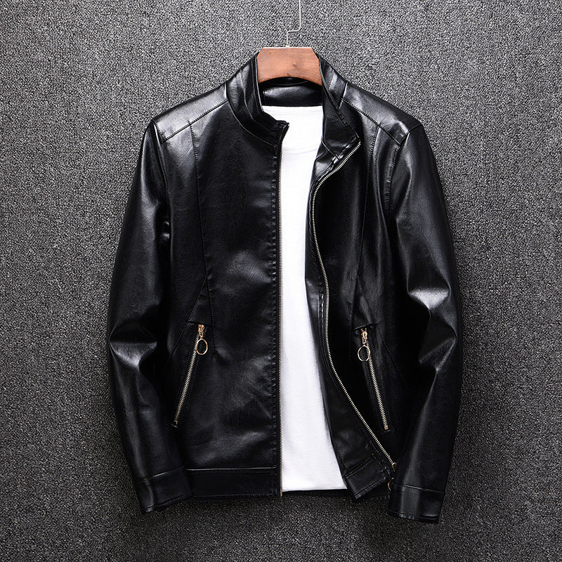 Spring 2019 New Leather Men's Korean Style Youth Slim-fit Men's Washable Leather Men's PU Men's Coat