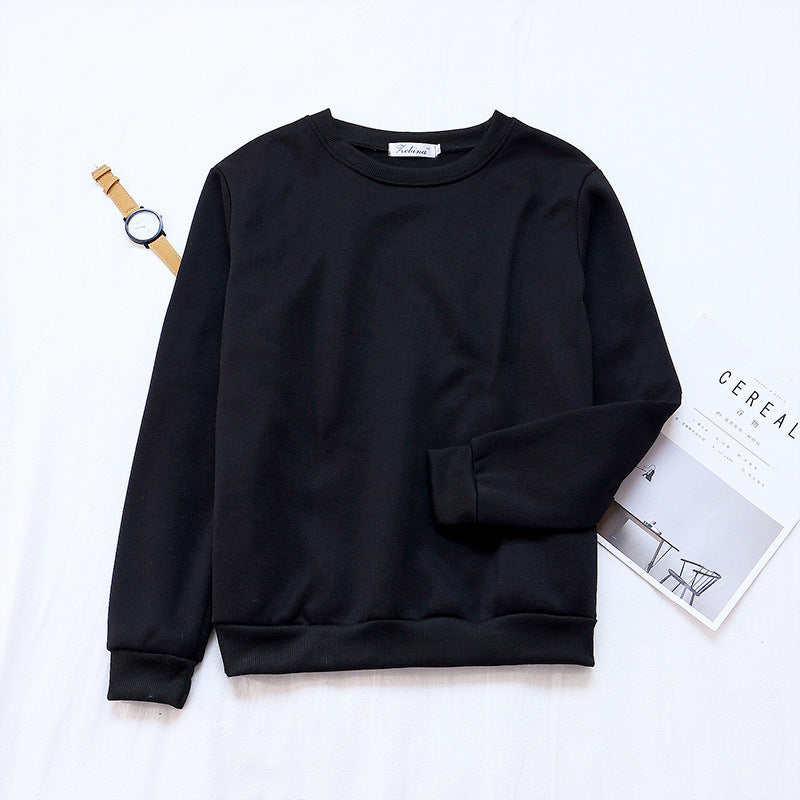 Solid Color Loose Korean Style Women's Trbottomy Bottoming Shirt Manufacturer Customized 2019 Selected Winter New Product Thickeneded Sweatshirt Round Neck