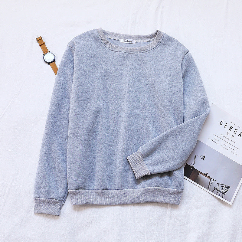 Solid Color Loose Korean Style Women's Trbottomy Bottoming Shirt Manufacturer Customized 2019 Selected Winter New Product Thickeneded Sweatshirt Round Neck