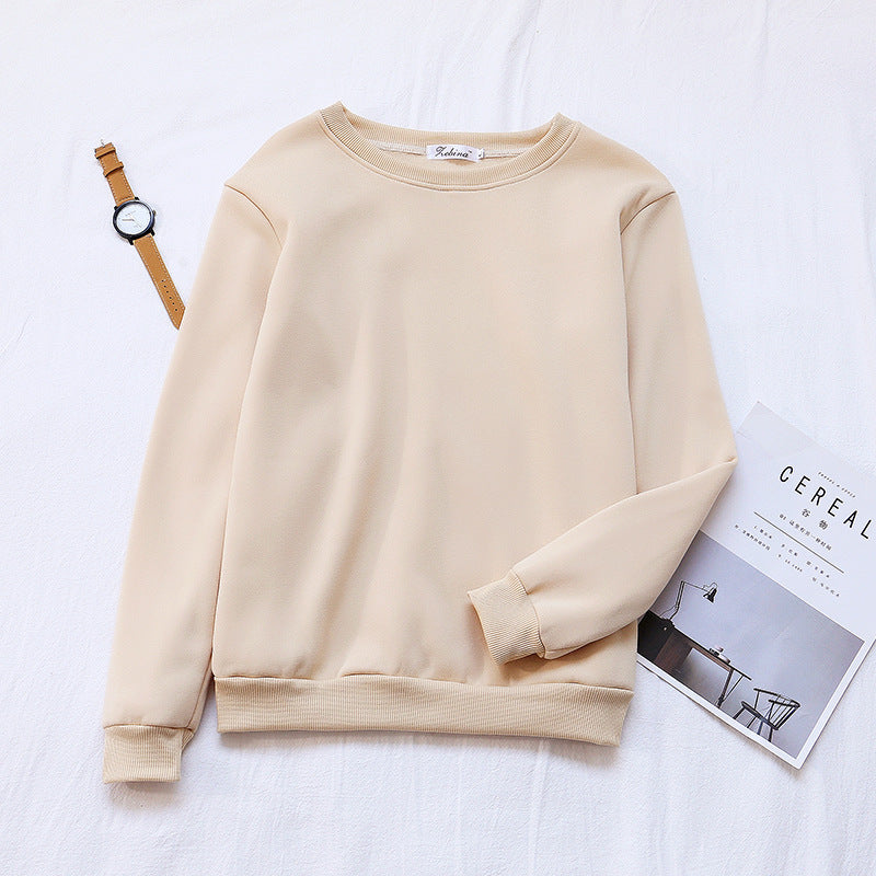Solid Color Loose Korean Style Women's Trbottomy Bottoming Shirt Manufacturer Customized 2019 Selected Winter New Product Thickeneded Sweatshirt Round Neck