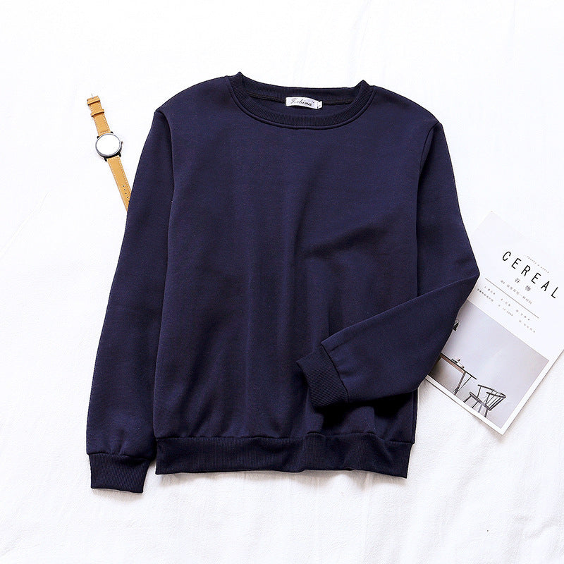 Solid Color Loose Korean Style Women's Trbottomy Bottoming Shirt Manufacturer Customized 2019 Selected Winter New Product Thickeneded Sweatshirt Round Neck