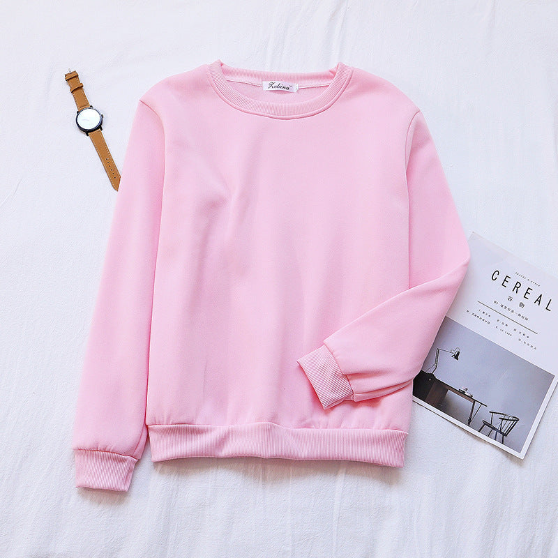 Solid Color Loose Korean Style Women's Trbottomy Bottoming Shirt Manufacturer Customized 2019 Selected Winter New Product Thickeneded Sweatshirt Round Neck