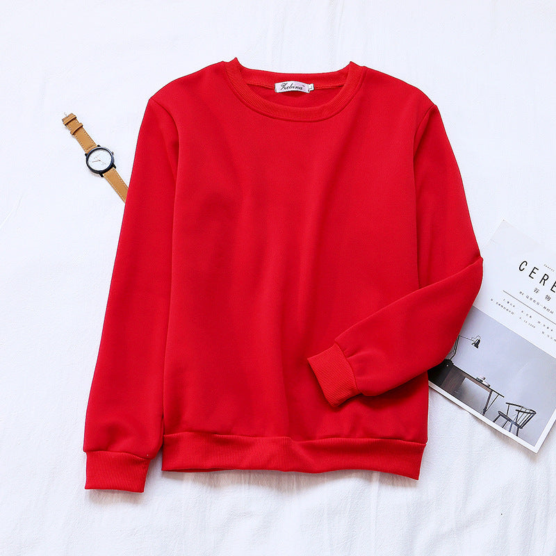 Solid Color Loose Korean Style Women's Trbottomy Bottoming Shirt Manufacturer Customized 2019 Selected Winter New Product Thickeneded Sweatshirt Round Neck