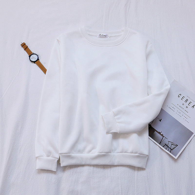 Solid Color Loose Korean Style Women's Trbottomy Bottoming Shirt Manufacturer Customized 2019 Selected Winter New Product Thickeneded Sweatshirt Round Neck