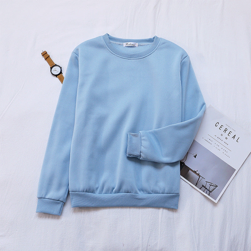 Solid Color Loose Korean Style Women's Trbottomy Bottoming Shirt Manufacturer Customized 2019 Selected Winter New Product Thickeneded Sweatshirt Round Neck