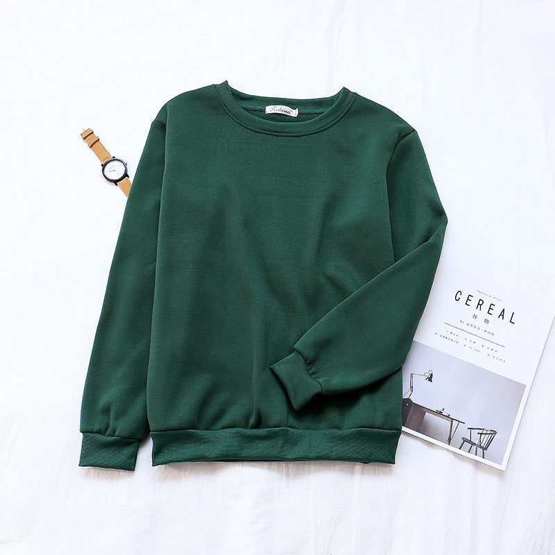 Solid Color Loose Korean Style Women's Trbottomy Bottoming Shirt Manufacturer Customized 2019 Selected Winter New Product Thickeneded Sweatshirt Round Neck