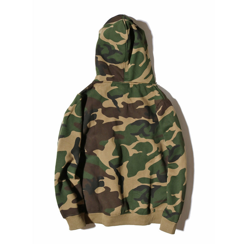 Camouflage Hoodie for Men, Pullover with Hood, Couple's Fleece-Lined Top, Loose Fit Jacket, Trendy, One-Piece, Casual Versatile