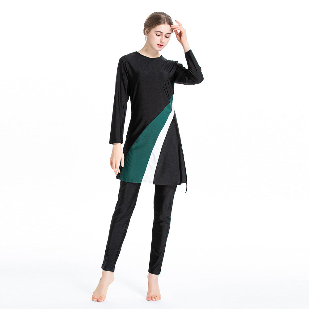 AliExpress Amazon color matching slim girl conservative swimsuit three-piece Southeast Asian beach sportswear L012#