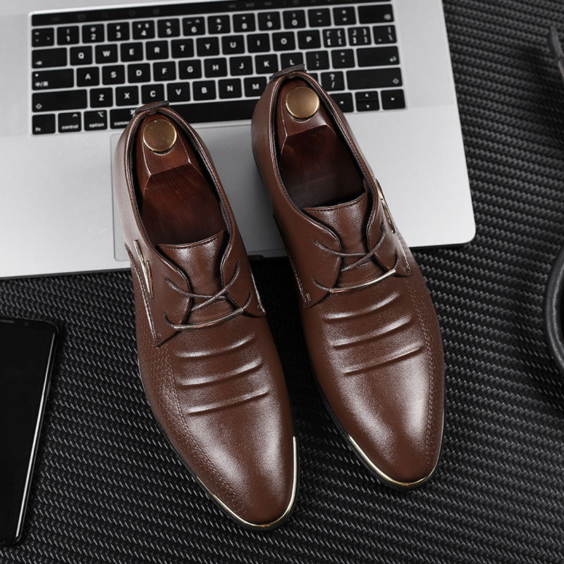 Spring New Large Size Men's Leather Shoes Business Formal Shoes Men's Lace-Up Casual Shoes Dropshipping