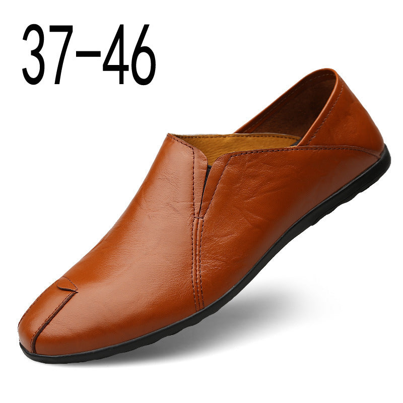 Men's Shoes Autumn and Winter Casual Leather Shoes Warm Shoes Men's British Slip-on Shoes Cotton Driving Lazy Loafers