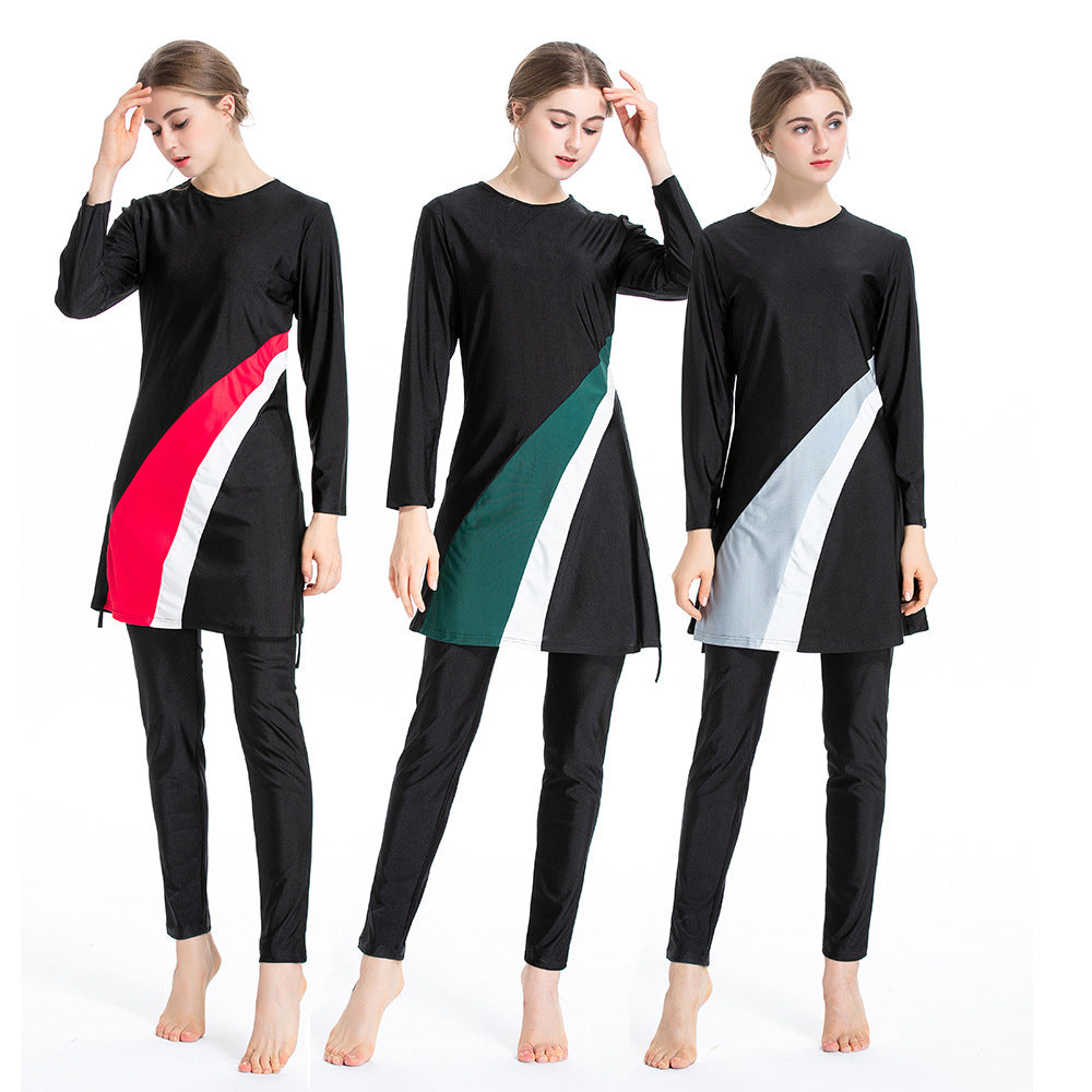 AliExpress Amazon color matching slim girl conservative swimsuit three-piece Southeast Asian beach sportswear L012#