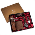 A04988 Men's Watch Belt suit Glasses Belt Wallet Keychain Large Dial Quartz Watch Gift