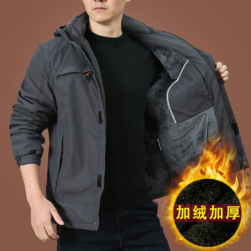 Men's Jacket, Cotton Coat, Nylon Composite Fabric, Casual Cotton Coat, Quick-Drying, Warm, Breathable, Winter Middle-Aged Men's Jacket