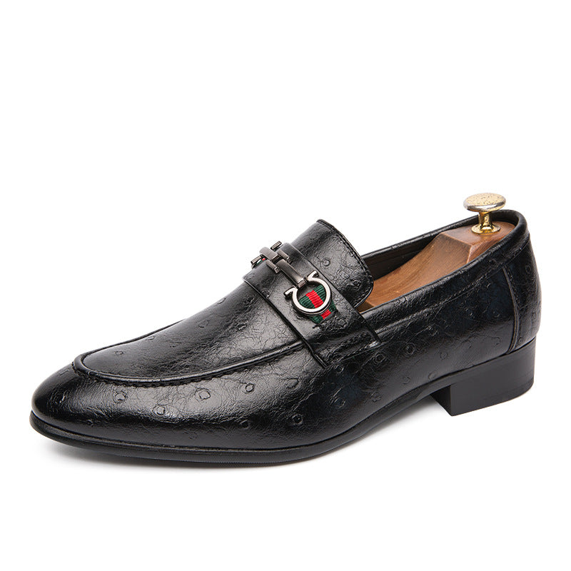 2025 Spring Men's Daily Work Shoes Business Formal Leather Shoes Amazon Cross-Border Slip-On Dad Shoes