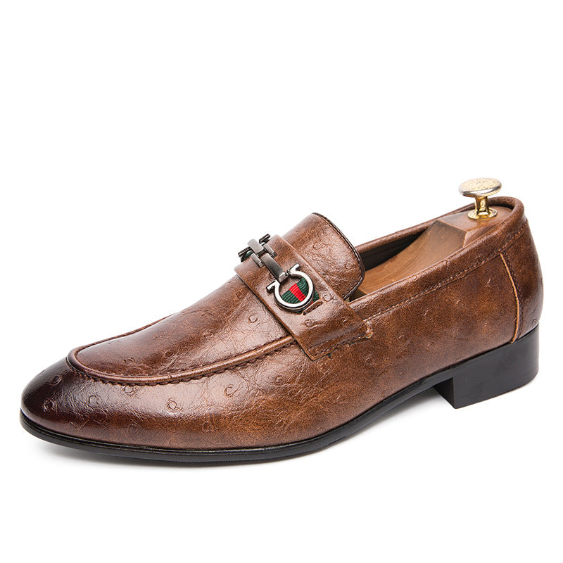 2025 Spring Men's Daily Work Shoes Business Formal Leather Shoes Amazon Cross-Border Slip-On Dad Shoes