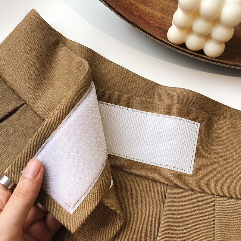 Luxi High Waist Design Sense Velcro Suit Pants Women's Spring and Autumn Loose Wide Leg Floor Trousers Slant Placket Pants 195