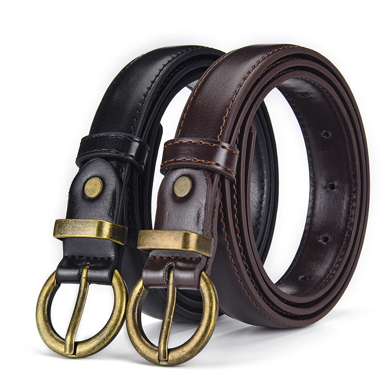 Korean Style Retro Belt Soft Fashionable Thin Belt Women's Simple Decorative Trouser Belt dress Thin Belt Women's wine red