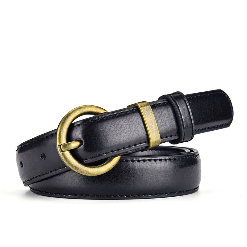 Korean Style Retro Belt Soft Fashionable Thin Belt Women's Simple Decorative Trouser Belt dress Thin Belt Women's wine red