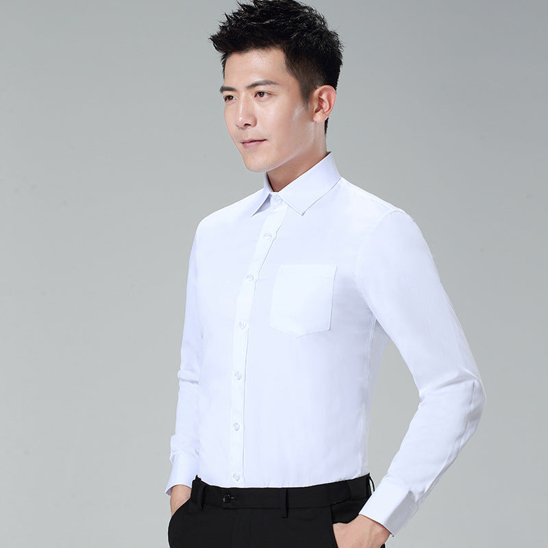 Men's Long-Sleeved White Shirt Autumn and Winter Loose Bottoming Business Formal Wear Korean Style Trbottomyy Casual Shirt Blue Inch Shirt