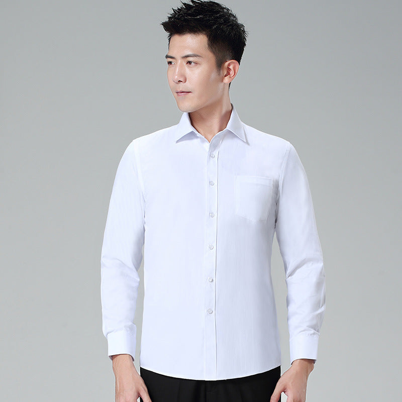 Men's Long-Sleeved White Shirt Autumn and Winter Loose Bottoming Business Formal Wear Korean Style Trbottomyy Casual Shirt Blue Inch Shirt