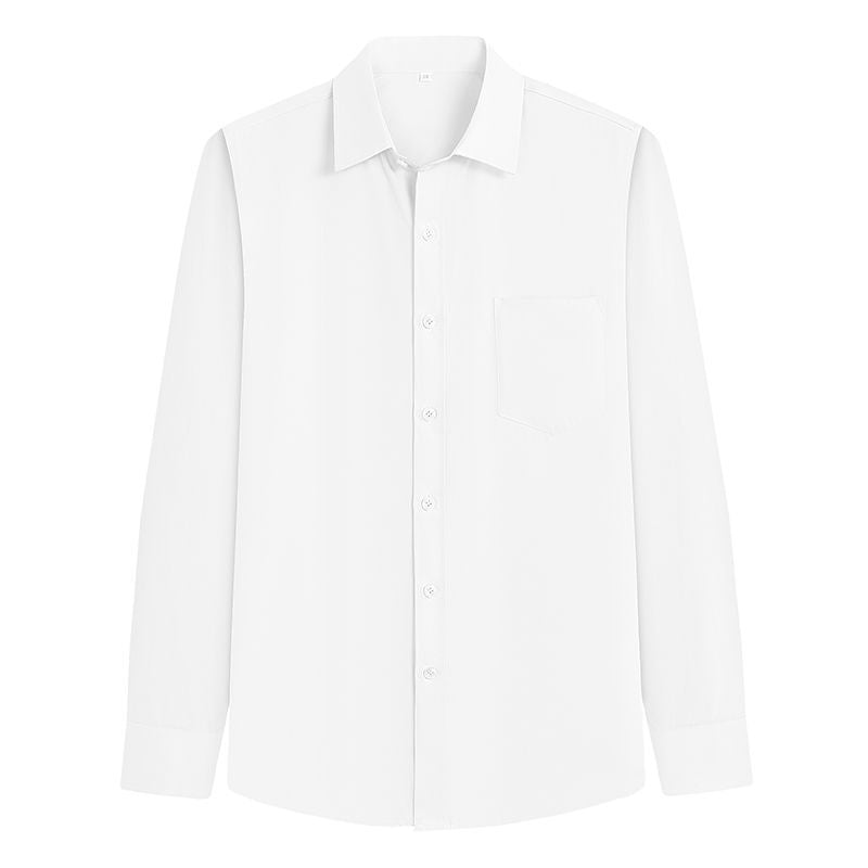 Men's Long-Sleeved White Shirt Autumn and Winter Loose Bottoming Business Formal Wear Korean Style Trbottomyy Casual Shirt Blue Inch Shirt