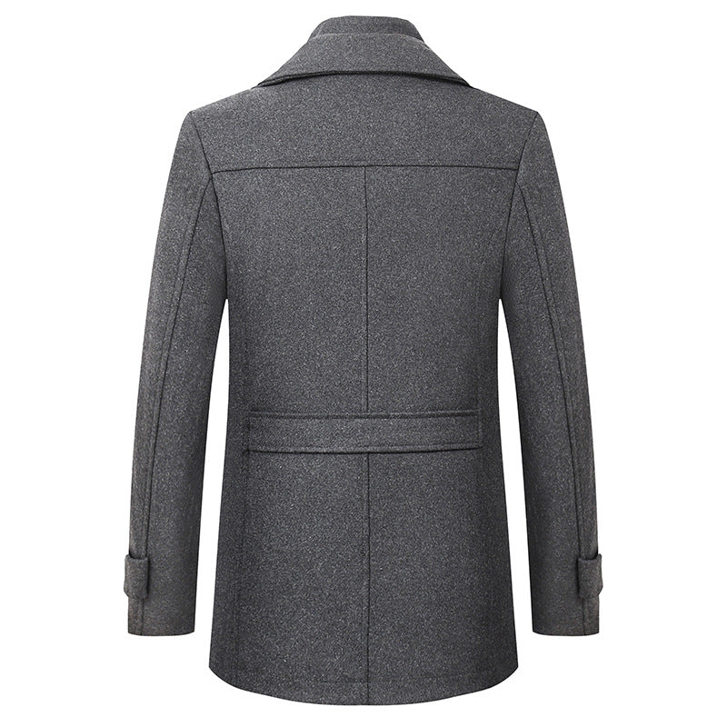 Cross-border Autumn and Winter Double Collar Wool Coat Men's / Women's Coat Casual Mid-length cotton and thickening Men's Plus Size