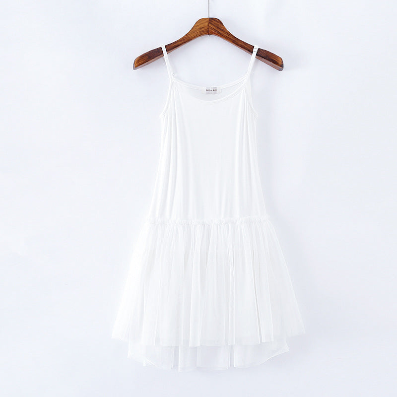 Short Mesh Tutu Skirt with Slip Skirt Stitching Modal Base Skirt with Slip Lace Autumn and Winter Inner Dress
