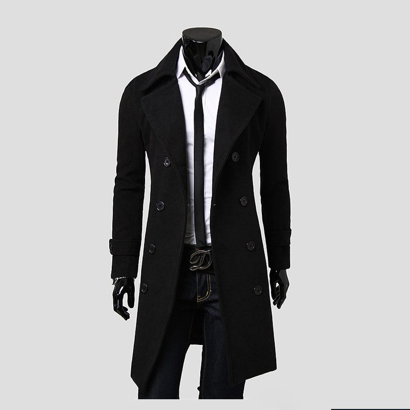Foreign trade explosions double-breasted extended simple luxury men's woolen coat M-XXXL long-term supply