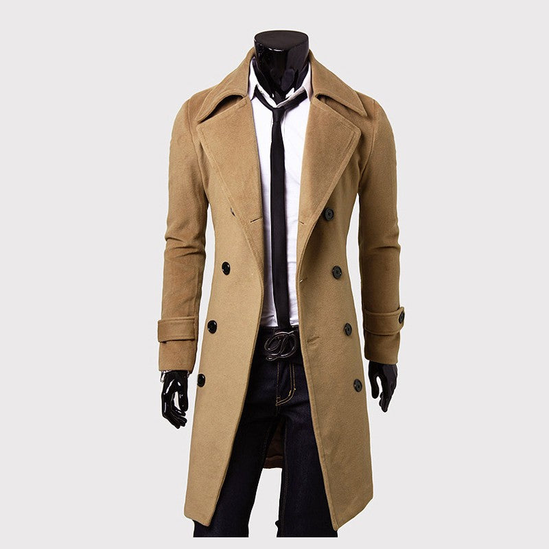 Foreign trade explosions double-breasted extended simple luxury men's woolen coat M-XXXL long-term supply