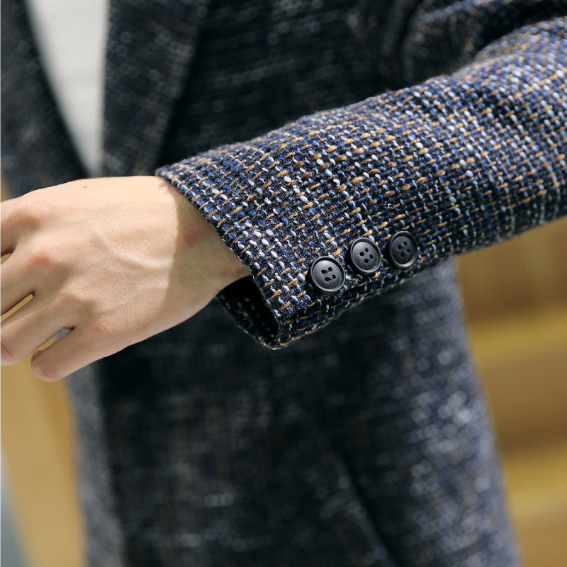 JK3045 Fall/Winter Woolen Long Men's Trendy Casual Men's Coat Lapel Woolen Coat Men's Trenchcoat for Men