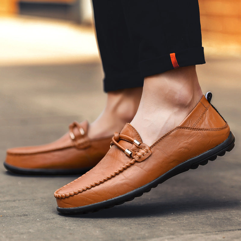 2025 Winter Men's Genuine Leather Casual Loafers Breathable Lazy Shoes Men's Fashion Shoes Men's Casual Shoes