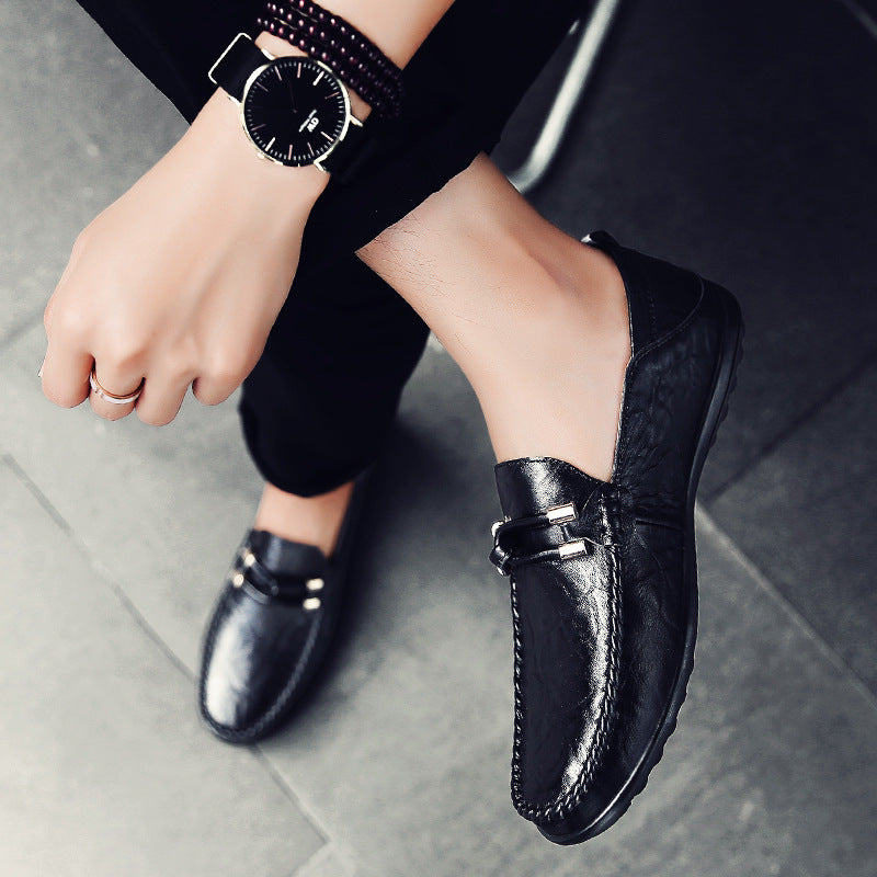 2025 Winter Men's Genuine Leather Casual Loafers Breathable Lazy Shoes Men's Fashion Shoes Men's Casual Shoes