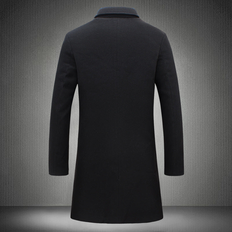 Cross-border 2023 foreign trade explosions long solid color single-breasted windbreaker woolen cloth plus size casual style coat AliExpress