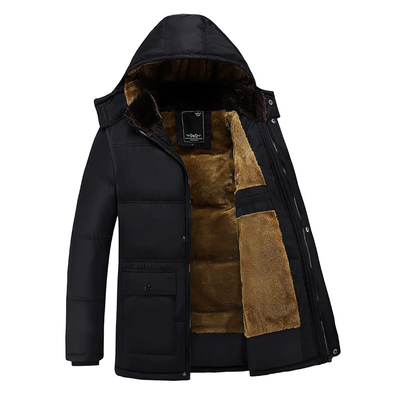 Foreign trade supply generation winter men's fleece-lined thick coat men's old men's cotton-padded jacket new dad cotton-padded jacket men