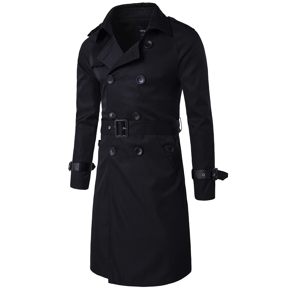 2018 Autumn New European and American Long Slim-fit Double-breasted Windbreaker Jacket Men's European Size Fashionable Personalized Men's Jacket