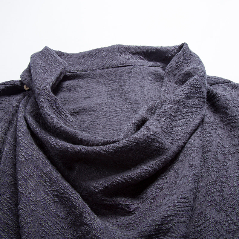 Autumn and Winter New Chinese Style Cotton Linen Men's Mid-length Jacquard Coat